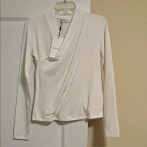 NWT Marcella Elegant Off-White Faux Wrap Top